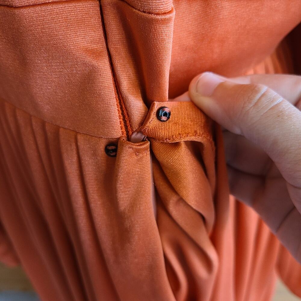 Vintage Dress Rust Maxi 70's Handmade Wide Sleeve Boho Fall Holiday MCM Prairie - Picture 6 of 6